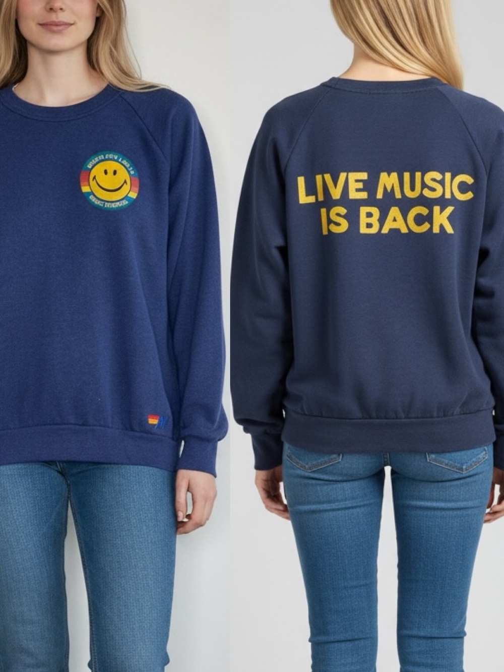 Aviator Nation Austin City Limits Music Festival Smiley Sweatshirt Navy